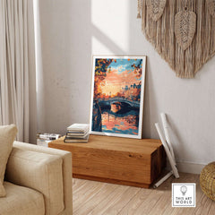 Dublin Art Print displayed in a cozy living room, showcasing vibrant colors and intricate details.