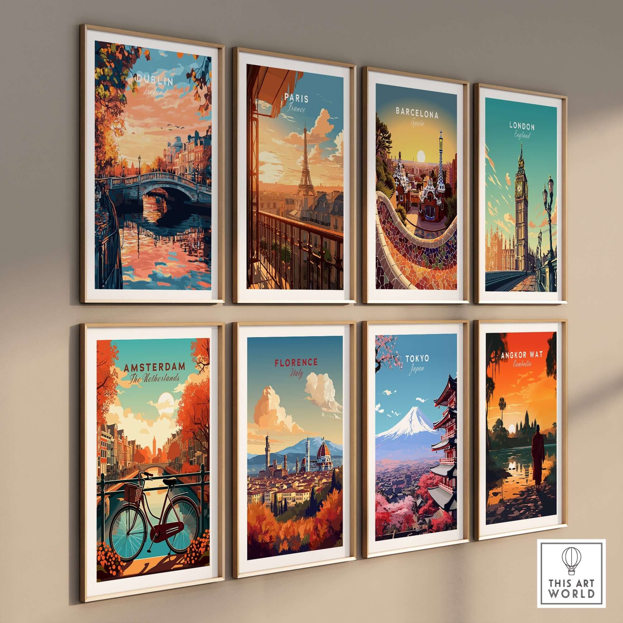 Dublin Art Print featuring vibrant colors and intricate details of Dublin, enhancing home decor with city charm.