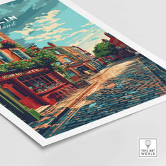 Dublin Ireland Poster showcasing vibrant streets and iconic landmarks of Dublin, Ireland.