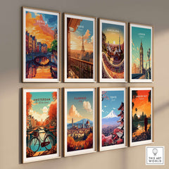 Dublin Wall Art Print and other cityscape art prints showcased on a gallery wall, enhancing home decor.