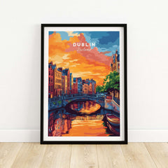 Dublin Wall Art Print showcasing vibrant colors of Dublin's historic streets and charming architecture.