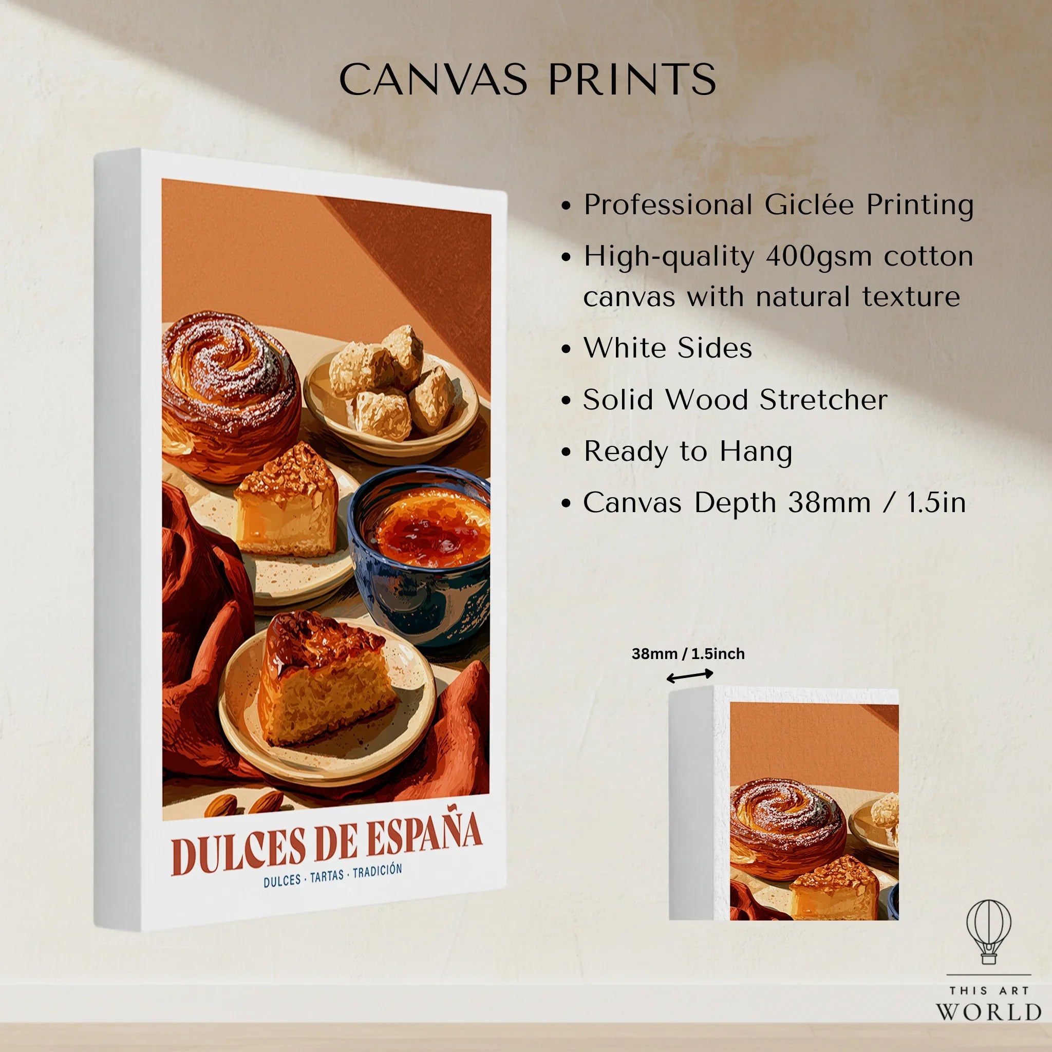 Spanish Sweets Kitchen Wall Art - canvas print stretched cotton canvas details