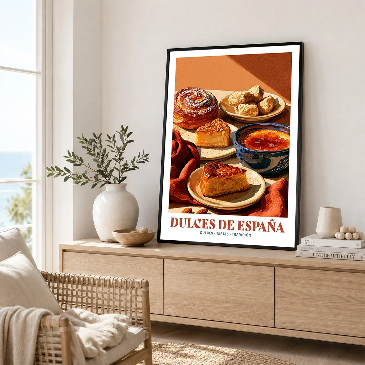 Spanish Sweets Kitchen Wall Art - framed artwork living room lifestyle setting