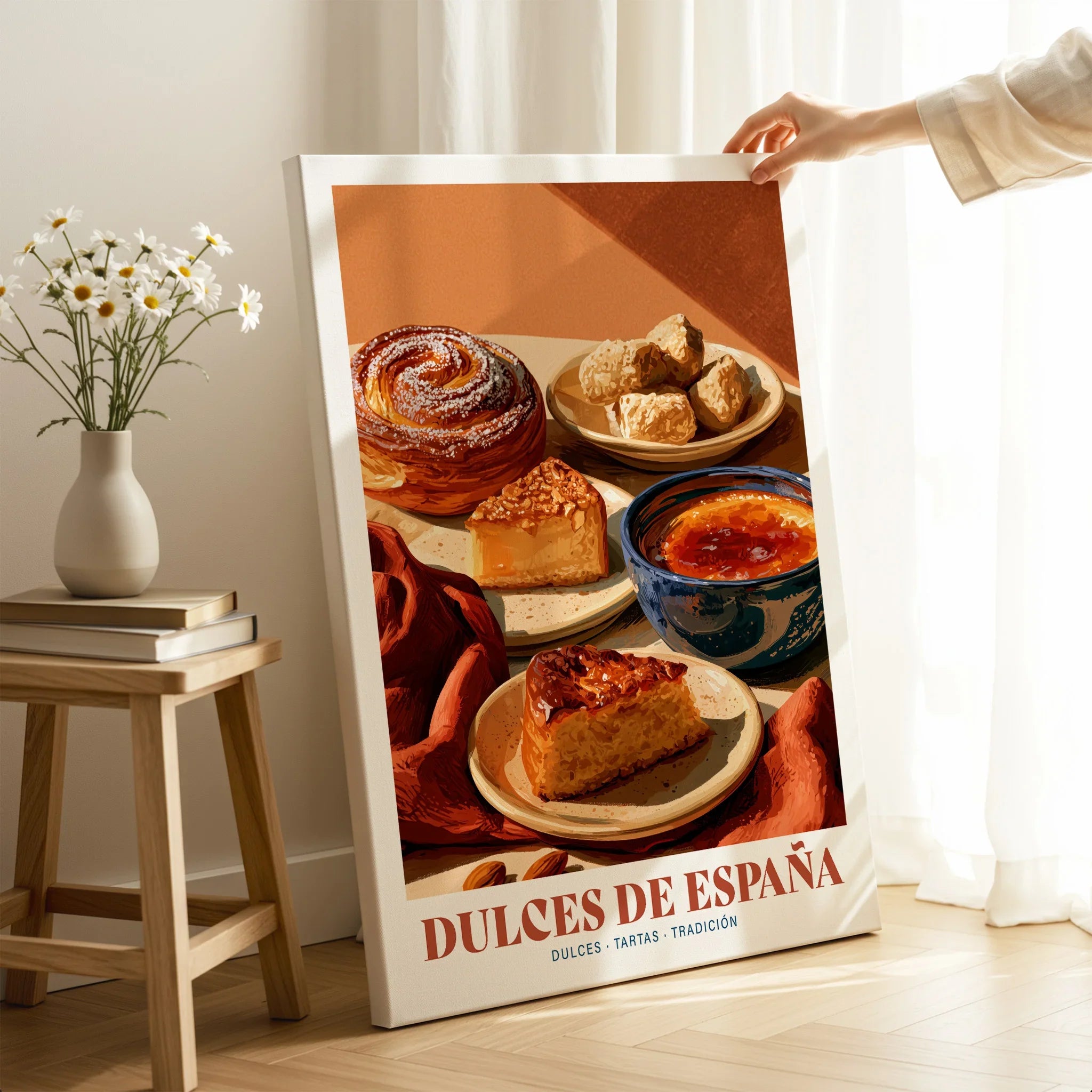 Spanish Sweets Kitchen Wall Art - canvas print mirror edge hand holding room setting