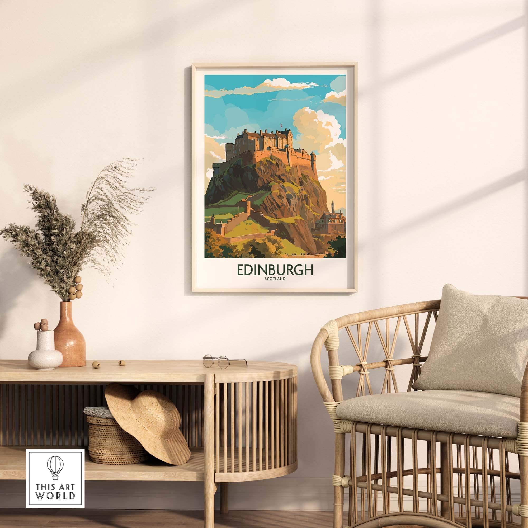 Edinburgh Print | Modern Style featuring Edinburgh Castle in a stylish interior setting.
