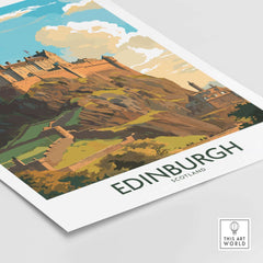 Edinburgh Print | Modern Style featuring Edinburgh Castle in a vibrant, artistic design showcasing Scotland.