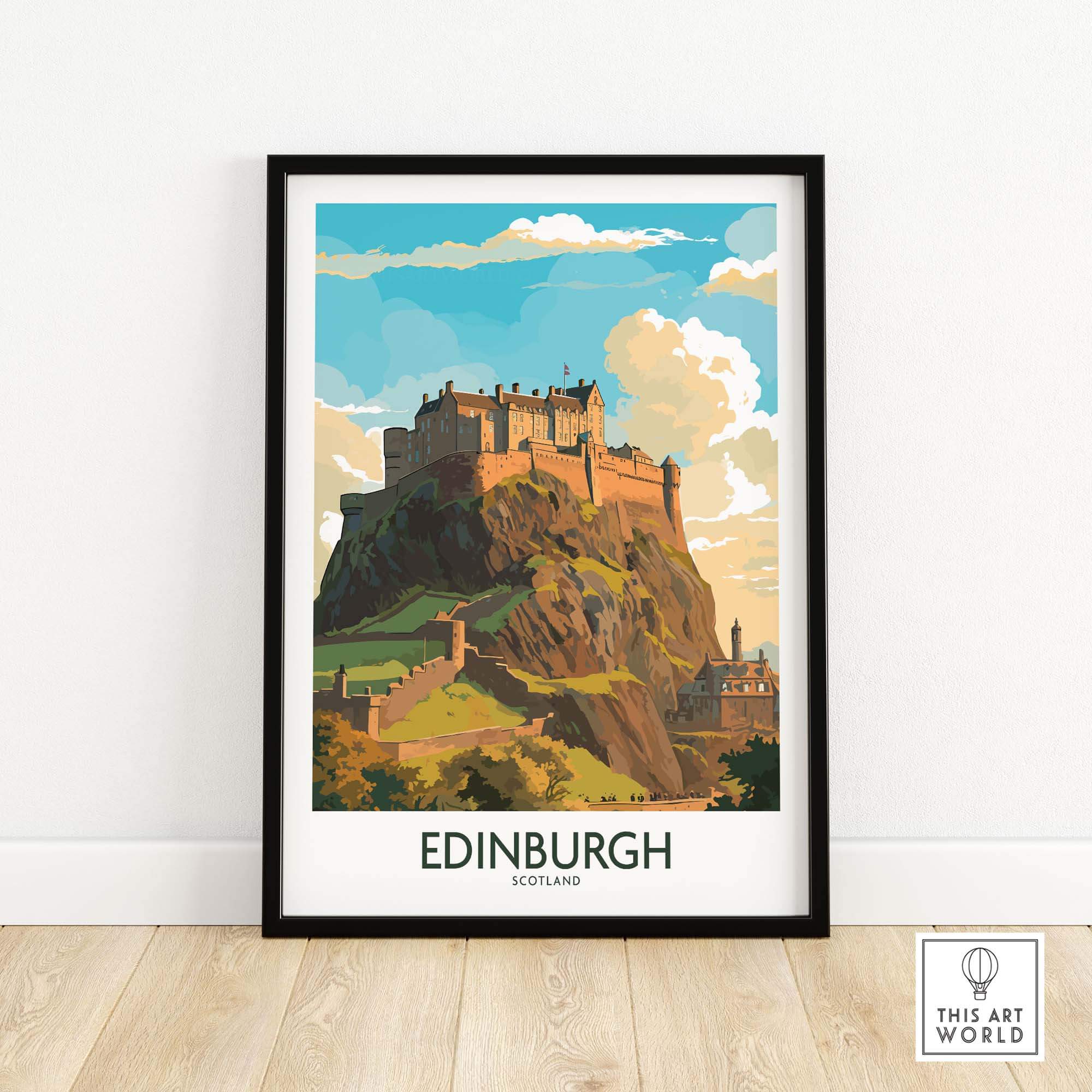 Edinburgh Print | Modern Style art featuring a vibrant illustration of Edinburgh Castle.