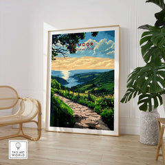 Exmoor England Poster showcasing a vibrant landscape of Exmoor, ideal for nature lovers and travel enthusiasts.