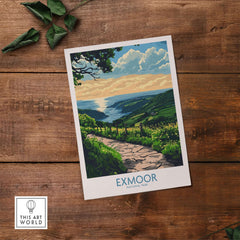 Exmoor England Wall Art Print featuring a scenic view of Exmoor National Park with vibrant colors and details.