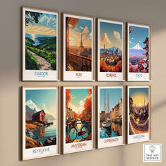 Exmoor England Wall Art Print featuring beautiful landscapes and city scenes from various destinations.