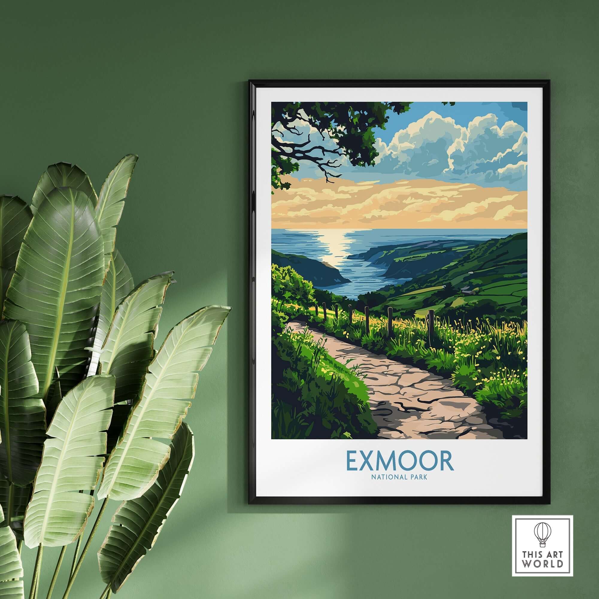 Exmoor England Wall Art Print showcasing a scenic path in Exmoor National Park with vibrant colors and stunning detail.