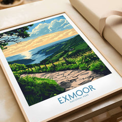 Exmoor England Wall Art Print showcasing the scenic landscape and vibrant colors of Exmoor National Park.