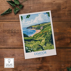 Exmoor National Park Travel Print showcasing beautiful landscapes and coastal views.