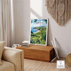Exmoor Print showcasing beautiful landscapes of Exmoor National Park in a modern home setting, enhancing nature-inspired decor.