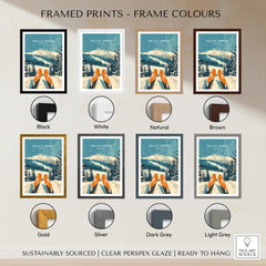Falls Creek Wall Art displayed in various frame colors: Black, White, Natural, Brown, Gold, Silver, Dark Grey, Light Grey.