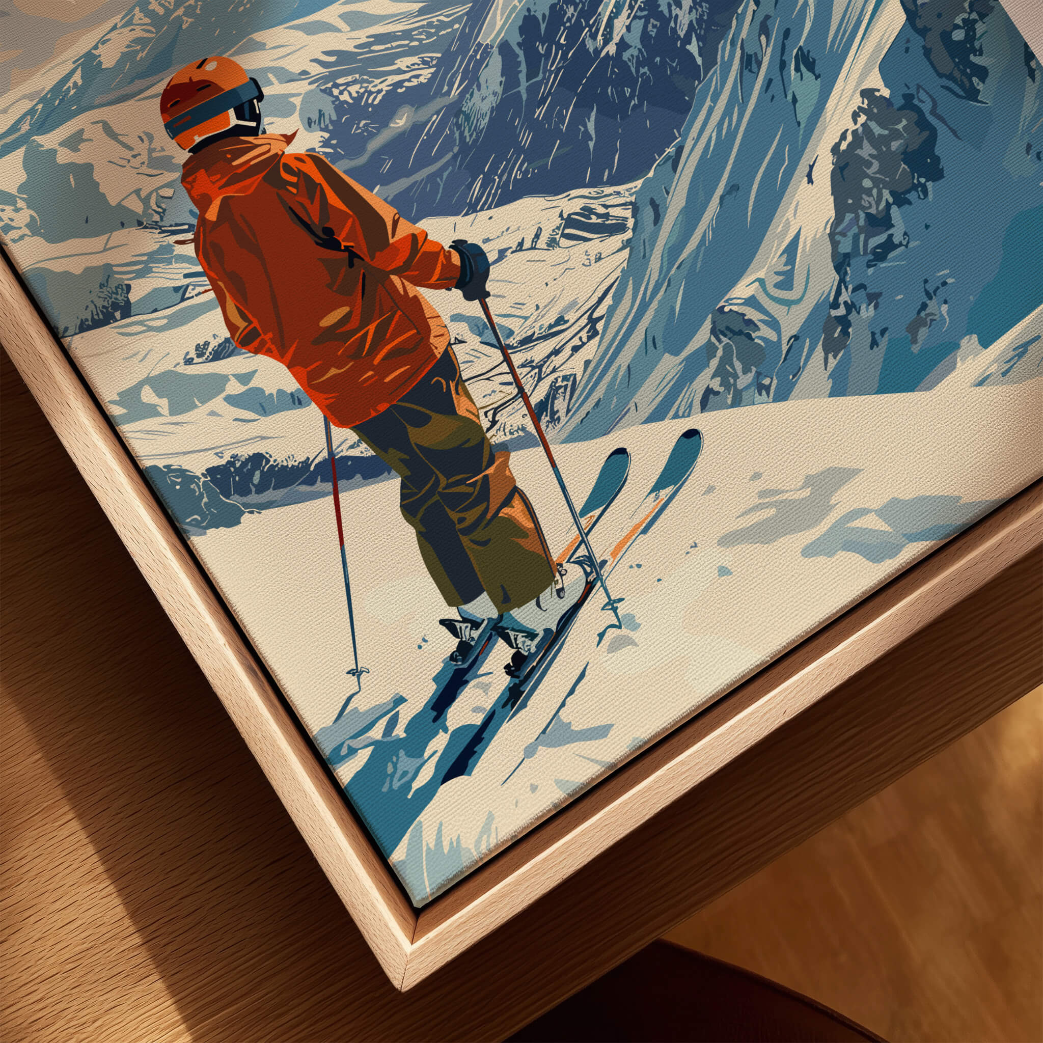 Falls Creek Print Australia ski poster featuring a skier on a snow-covered mountain.