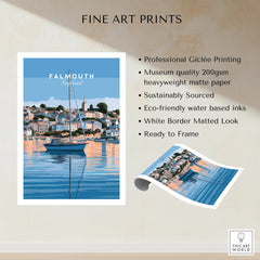 Falmouth Cornwall Estuary Travel Poster — fine art print unframed quality details