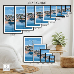 Falmouth Cornwall Estuary Travel Poster — wall art poster size guide thisartworld
