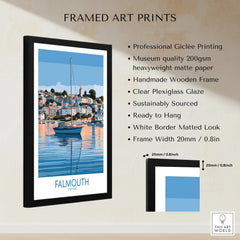 Falmouth Cornwall Waterfront Wall Art — framed print details measurements quality details