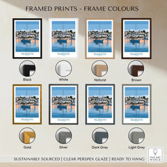 Falmouth Cornwall Waterfront Wall Art — framed print colour options