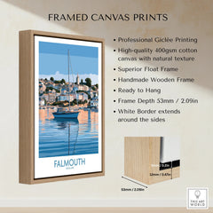 Falmouth Cornwall Waterfront Wall Art — framed canvas float frame details quality