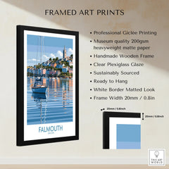 Falmouth Cornwall Harbour Reflections Wall Art — framed print details measurements quality details