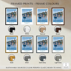 Falmouth Cornwall Harbour Reflections Wall Art — framed print colour options