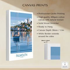 Falmouth Cornwall Harbour Reflections Wall Art — canvas print stretched cotton canvas details