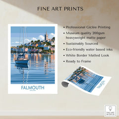 Falmouth Cornwall Harbour Reflections Wall Art — fine art print unframed quality details