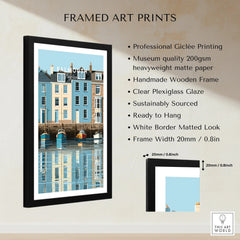 Falmouth Cornwall Harbour Travel Poster — framed print details measurements quality details