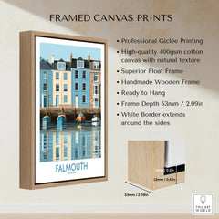 Falmouth Cornwall Quayside Houses Wall Art — framed canvas float frame details quality