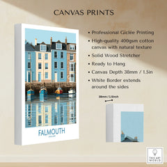 Falmouth Cornwall Quayside Houses Wall Art — canvas print stretched cotton canvas details