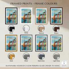 Falmouth Cornwall Sailboat Travel Poster — framed print colour options