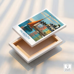 Falmouth Cornwall Harbour Sails Wall Art — stretched canvas print floating detail mirror edge