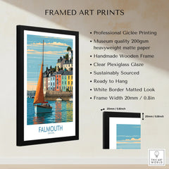Falmouth Cornwall Harbour Sails Wall Art — framed print details measurements quality details