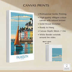 Falmouth Cornwall Harbour Sails Wall Art — canvas print stretched cotton canvas details