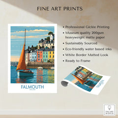 Falmouth Cornwall Harbour Sails Wall Art — fine art print unframed quality details