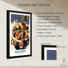 Greek Figs and Honey Kitchen Wall Art - framed print details measurements quality details