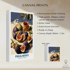 Greek Figs and Honey Kitchen Wall Art - canvas print stretched cotton canvas details