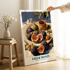 Greek Figs and Honey Kitchen Wall Art - canvas print mirror edge hand holding room setting