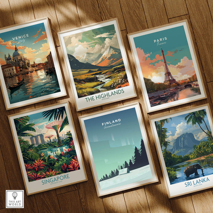Finland Print Wall Art Poster featuring scenic designs of various global locations including Finland.