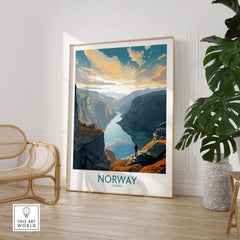 Stunning Fjords Wall Art Print featuring Norway's breathtaking landscape, perfect for modern interior decor.
