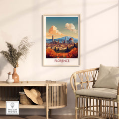 Florence Italy wall art print featuring the Cathedral of Santa Maria del Fiore in modern style decor.