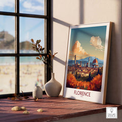 Florence Italy wall art print showcasing the Cathedral of Santa Maria del Fiore, enhancing home decor with modern elegance.