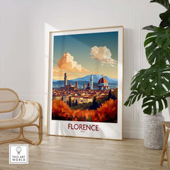 Florence Italy wall art print featuring the Cathedral of Santa Maria del Fiore in modern style decor.