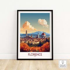 Florence Italy wall art print featuring Cathedral of Santa Maria del Fiore with modern design and vibrant colors.