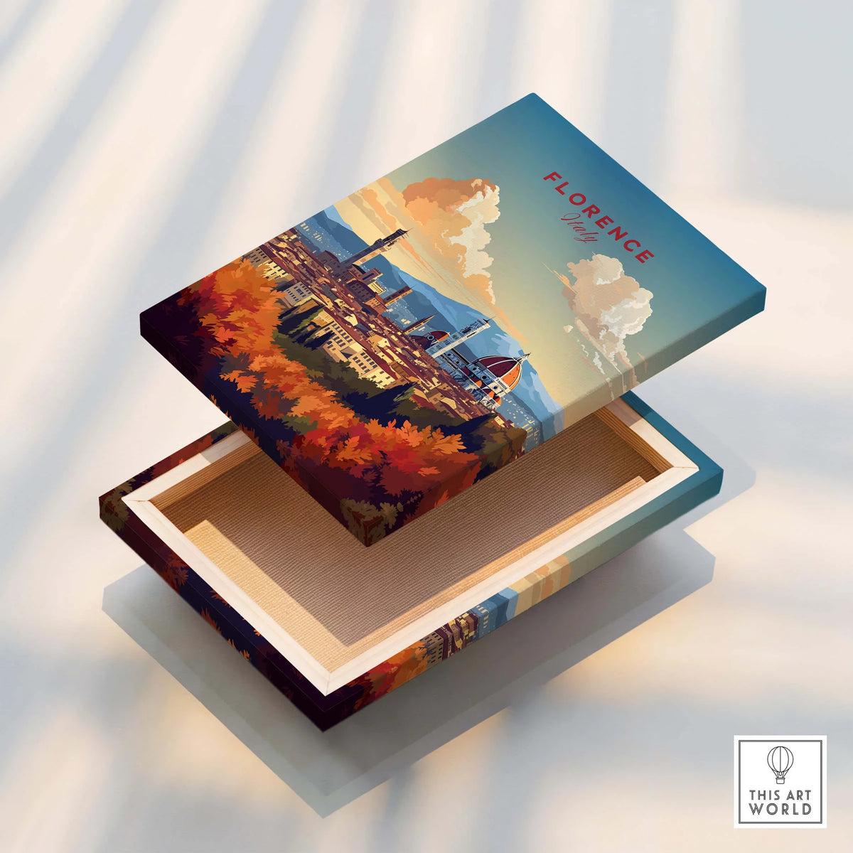 Florence Italy Art Print wooden box featuring a scenic view of Florence with the Cathedral of Santa Maria del Fiore.