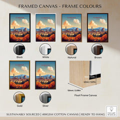 Florence Italy Art Print displayed in various frame colors including black, white, natural, brown, gold, and silver.