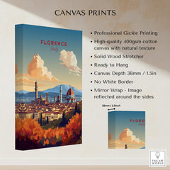 Florence Italy Art Print showcasing the Cathedral of Santa Maria del Fiore, vibrant colors and high-quality giclée printing.