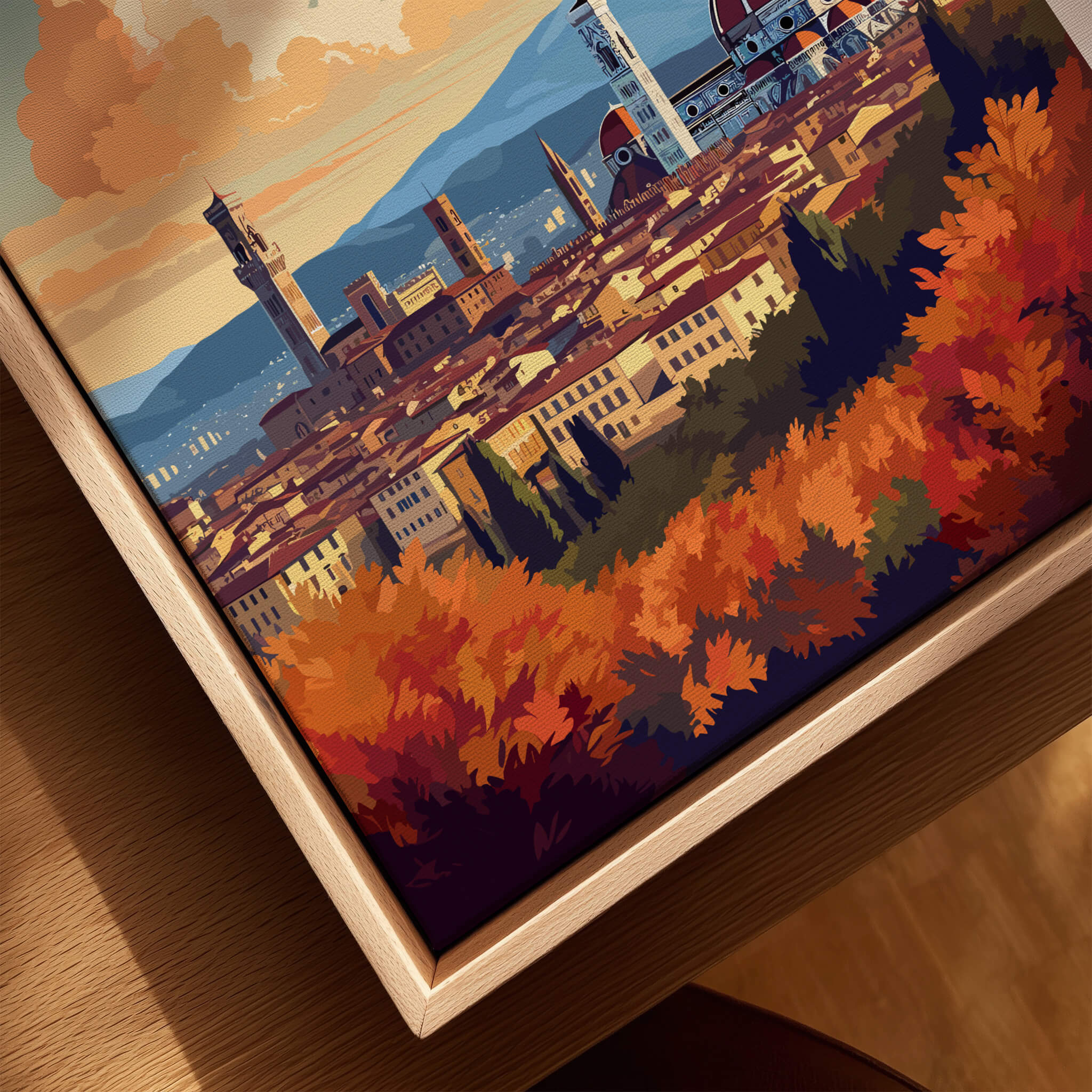 Florence Italy Art Print showcasing the beautiful skyline with autumn colors and the Cathedral of Santa Maria del Fiore.